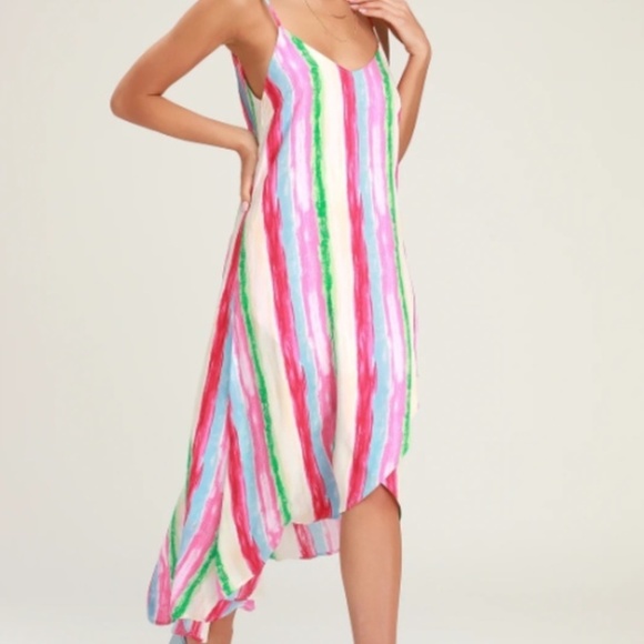 Lulu's Brushstroke of Luck Pink Multi Stripe Dress - Picture 7 of 7
